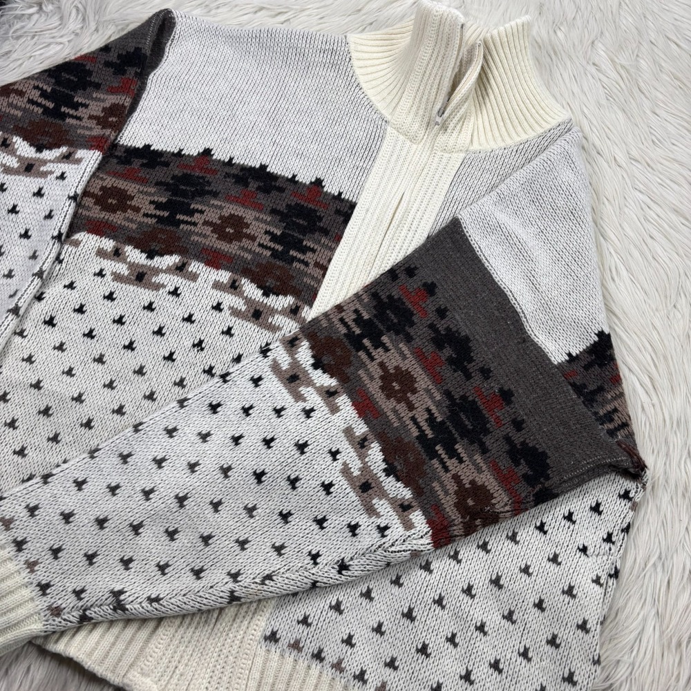 Vintage 90's London Fog Men's XL Zip Front Cardigan Navaho Boho Nordic - Picture 2 of 5